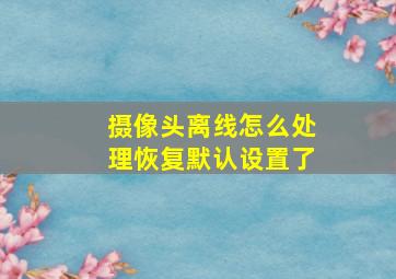 摄像头离线怎么处理恢复默认设置了