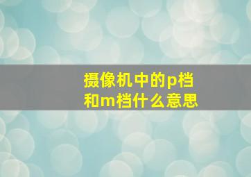 摄像机中的p档和m档什么意思