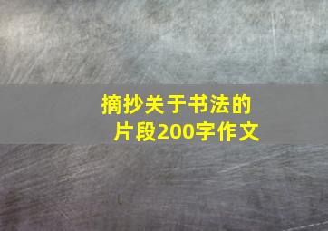 摘抄关于书法的片段200字作文