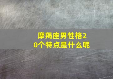 摩羯座男性格20个特点是什么呢