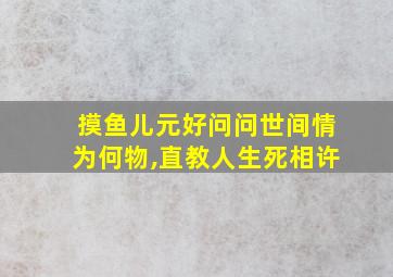 摸鱼儿元好问问世间情为何物,直教人生死相许