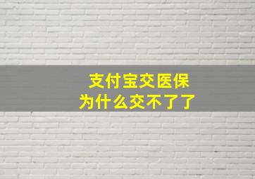 支付宝交医保为什么交不了了