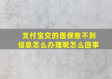 支付宝交的医保查不到信息怎么办理呢怎么回事