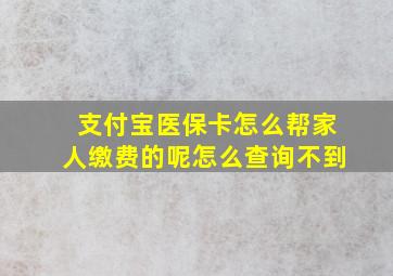 支付宝医保卡怎么帮家人缴费的呢怎么查询不到