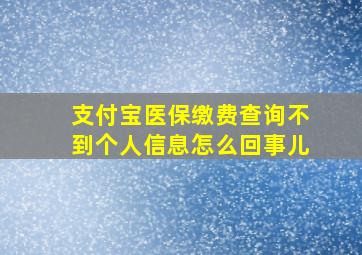 支付宝医保缴费查询不到个人信息怎么回事儿