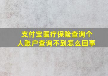 支付宝医疗保险查询个人账户查询不到怎么回事