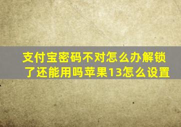 支付宝密码不对怎么办解锁了还能用吗苹果13怎么设置