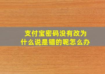 支付宝密码没有改为什么说是错的呢怎么办