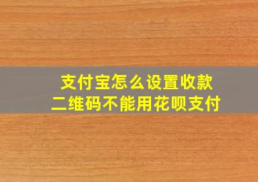 支付宝怎么设置收款二维码不能用花呗支付