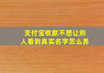 支付宝收款不想让别人看到真实名字怎么弄