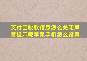 支付宝收款信息怎么关闭声音提示呢苹果手机怎么设置