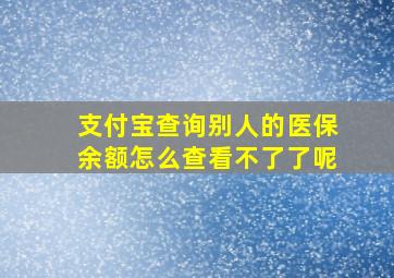 支付宝查询别人的医保余额怎么查看不了了呢