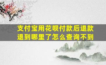 支付宝用花呗付款后退款退到哪里了怎么查询不到