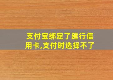 支付宝绑定了建行信用卡,支付时选择不了