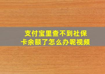 支付宝里查不到社保卡余额了怎么办呢视频