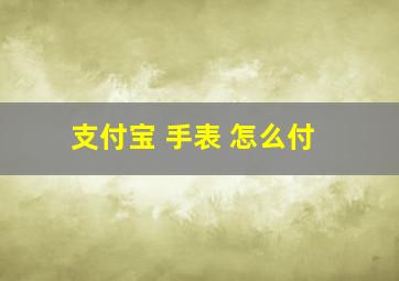 支付宝 手表 怎么付