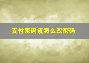 支付密码该怎么改密码