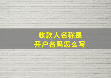 收款人名称是开户名吗怎么写