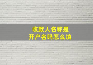 收款人名称是开户名吗怎么填