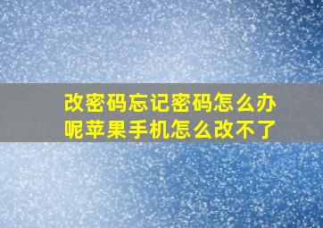 改密码忘记密码怎么办呢苹果手机怎么改不了