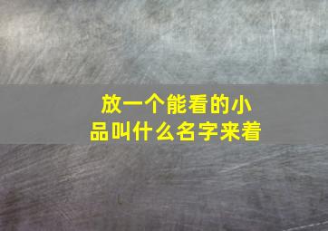 放一个能看的小品叫什么名字来着