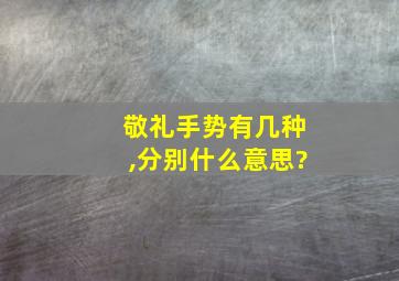 敬礼手势有几种,分别什么意思?