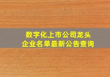 数字化上市公司龙头企业名单最新公告查询