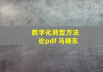 数字化转型方法论pdf 马晓东