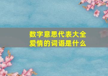 数字意思代表大全爱情的词语是什么