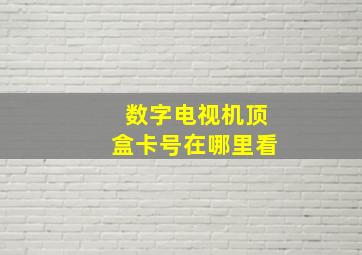 数字电视机顶盒卡号在哪里看