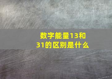 数字能量13和31的区别是什么