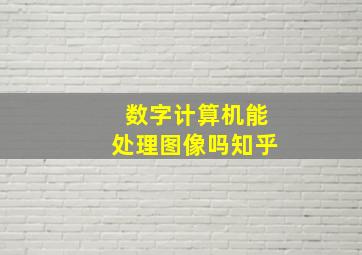 数字计算机能处理图像吗知乎