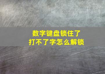 数字键盘锁住了打不了字怎么解锁