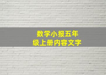 数学小报五年级上册内容文字