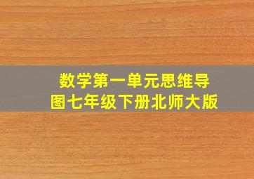 数学第一单元思维导图七年级下册北师大版