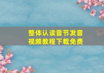 整体认读音节发音视频教程下载免费