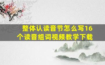 整体认读音节怎么写16个读音组词视频教学下载