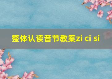 整体认读音节教案zi ci si