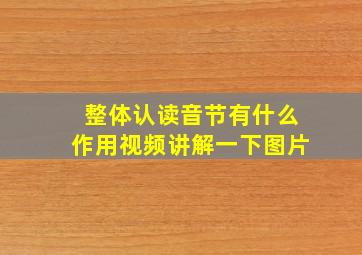 整体认读音节有什么作用视频讲解一下图片