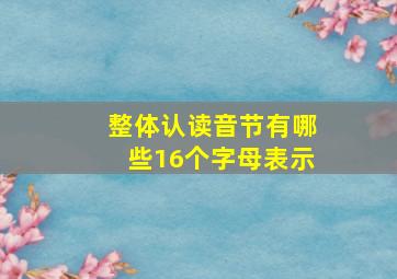 整体认读音节有哪些16个字母表示