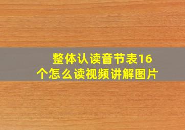 整体认读音节表16个怎么读视频讲解图片