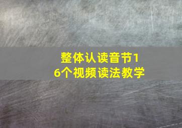 整体认读音节16个视频读法教学