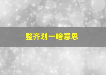 整齐划一啥意思