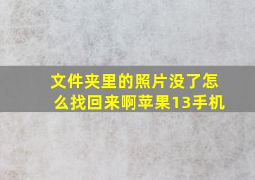 文件夹里的照片没了怎么找回来啊苹果13手机