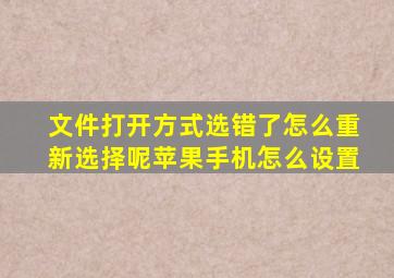 文件打开方式选错了怎么重新选择呢苹果手机怎么设置