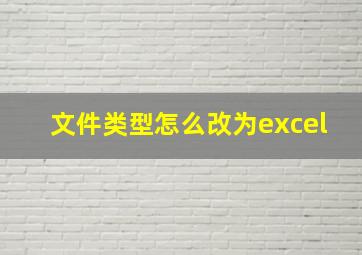 文件类型怎么改为excel