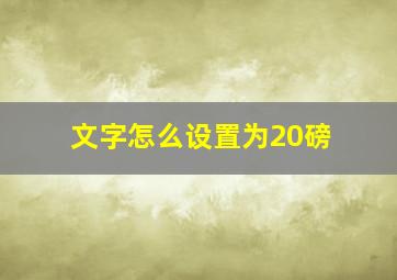 文字怎么设置为20磅