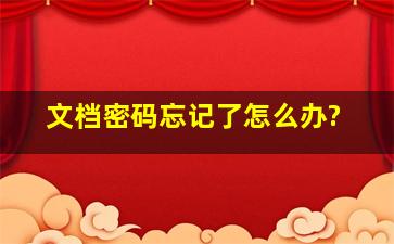 文档密码忘记了怎么办?