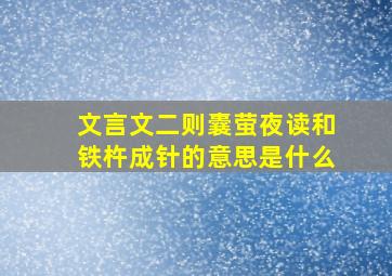 文言文二则囊萤夜读和铁杵成针的意思是什么