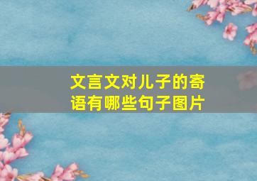 文言文对儿子的寄语有哪些句子图片